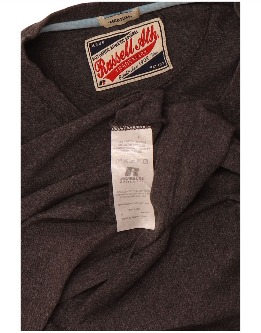 Camiseta gráfica masculina RUSSELL ATLÉTICO cinza médio algodão