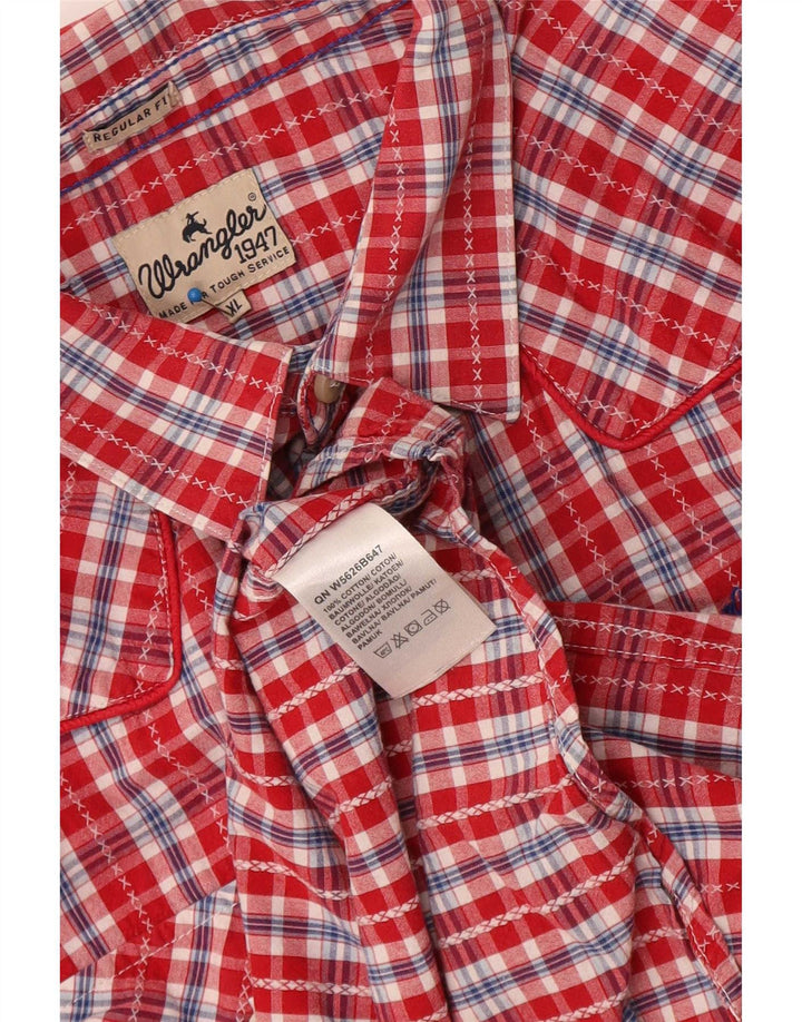 Camisa masculina Wrangler Regular Fit XL algodão xadrez vermelho