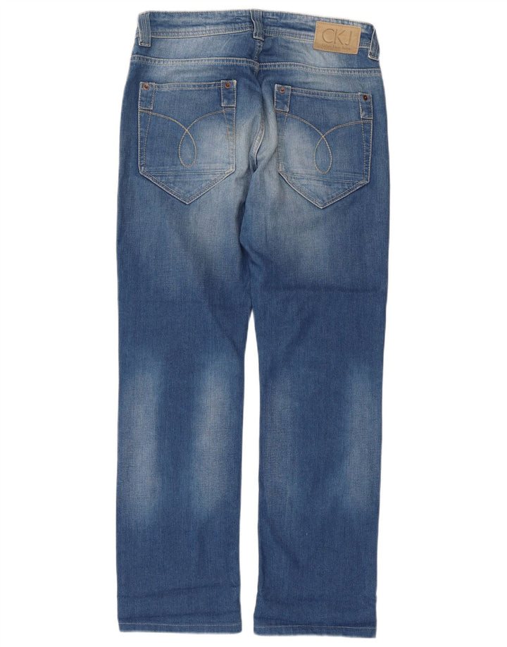 Calça jeans reta feminina Calvin Klein W31 L29 algodão azul