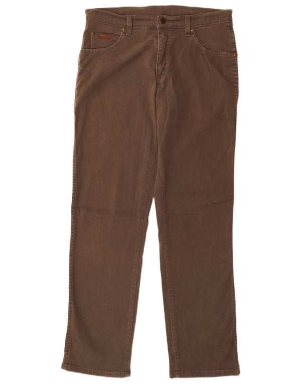 Wrangler Mens Texas Stretch Calça Casual Reta W32 L32 Algodão Marrom