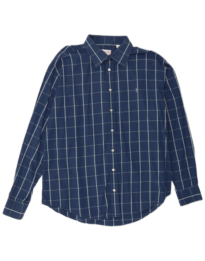 Camisa masculina Yves Saint Laurent XL azul xadrez algodão