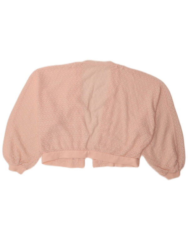 Suéter cardigan bolero feminino vintage manga 3/4 Reino Unido 16 grande rosa