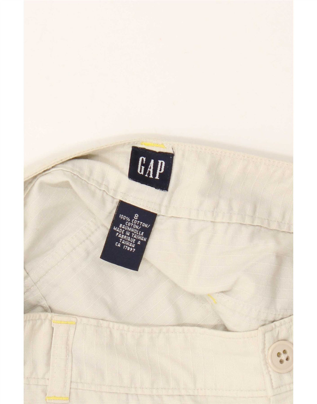 Shorts Chino feminino Gap US 8 médio W28 algodão xadrez bege