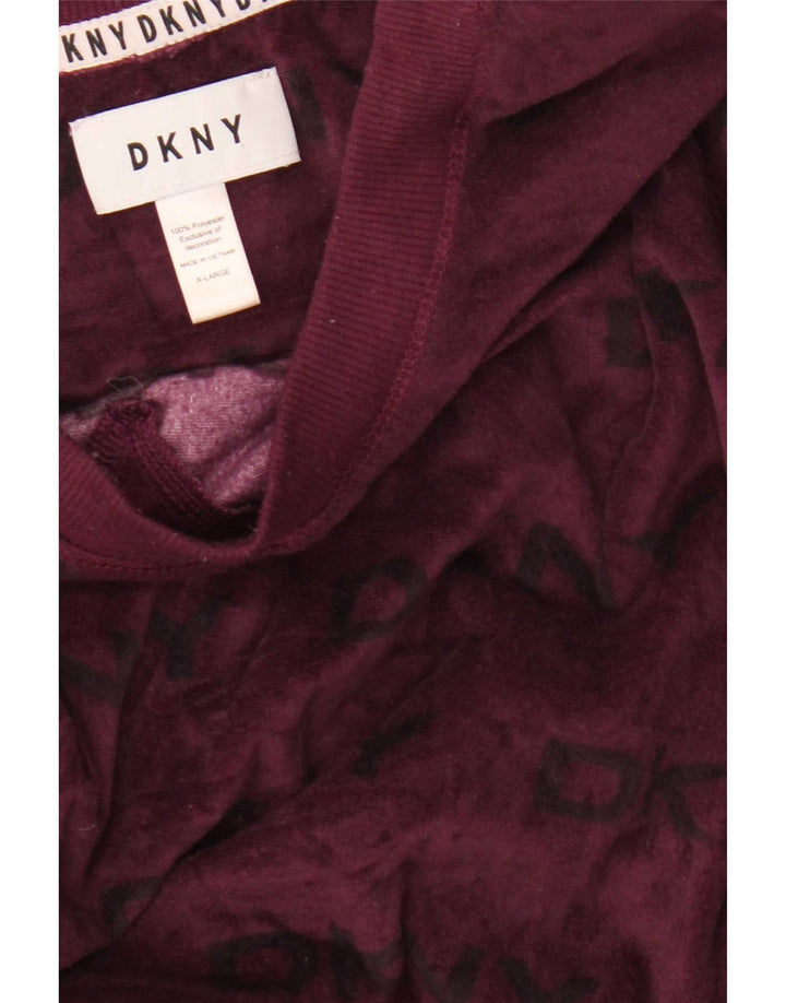 Dkny Top gráfico feminino manga comprida UK 18 XL marrom poliéster