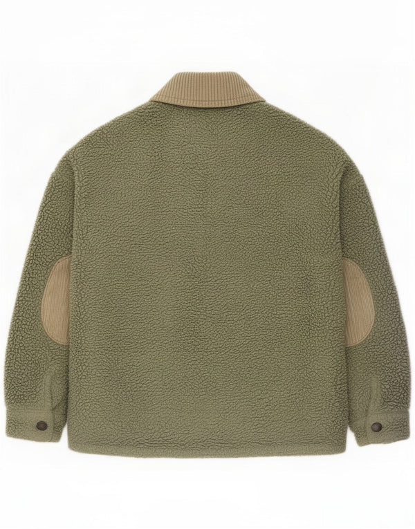 Zara Womens Teddy Bear Fleece Jacket Reino Unido 10 Pequeno Colorblock Verde