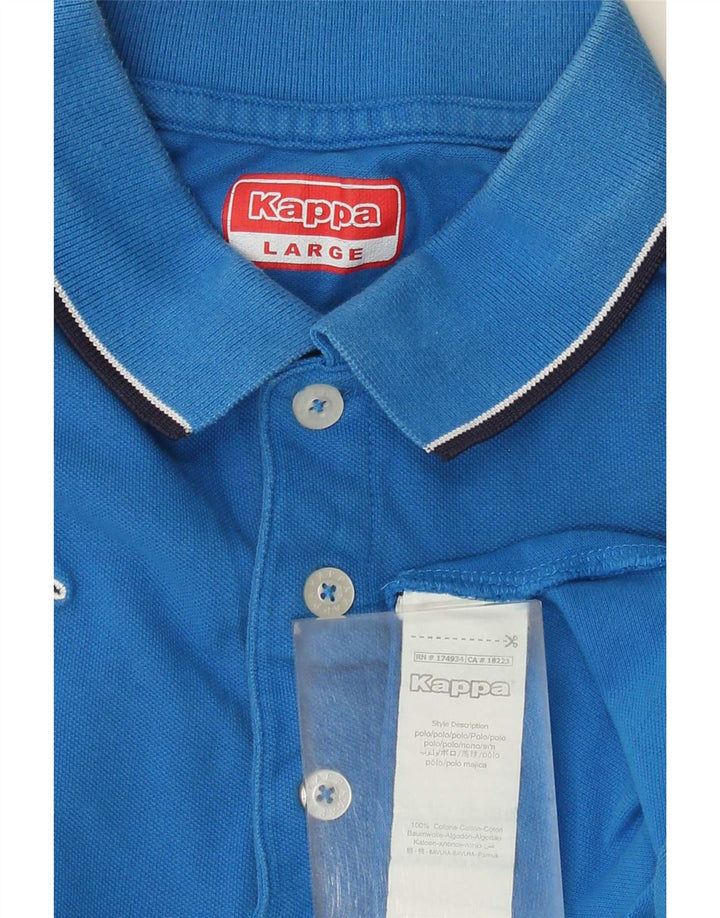 Camisa polo masculina Kappa grande algodão listrado azul