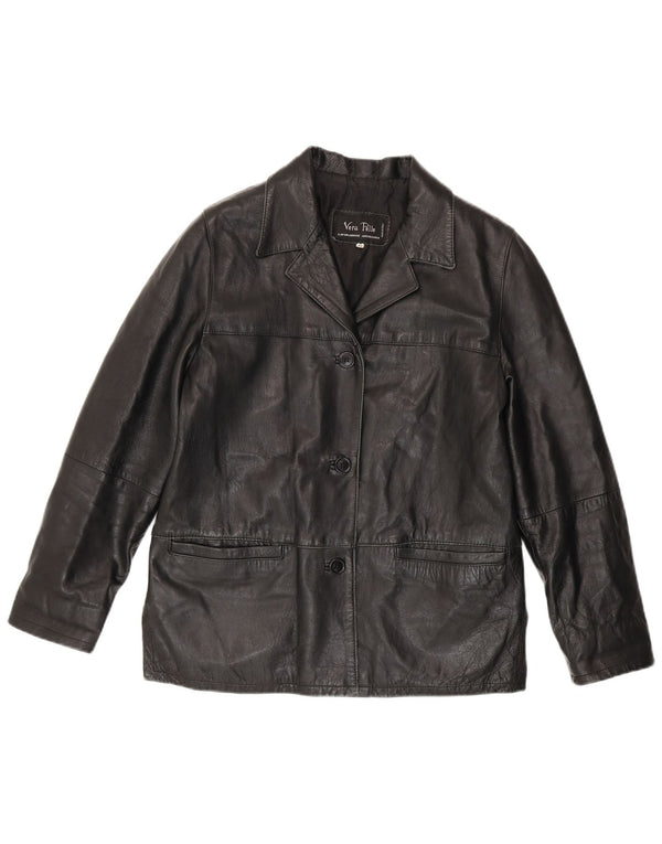 Jaqueta de couro feminina Lavorazione Artigiana IT 44 couro preto médio