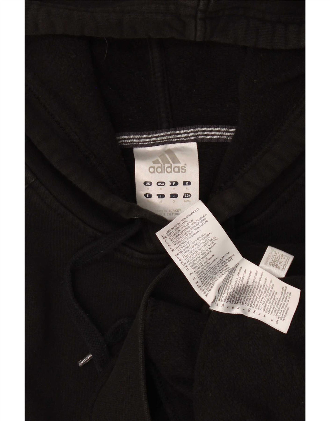 Adidas Mens Hoodie Jumper Médio Algodão Preto