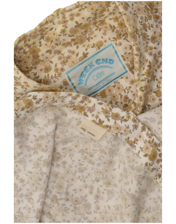 Camisa masculina vintage de fim de semana grande viscose floral bege