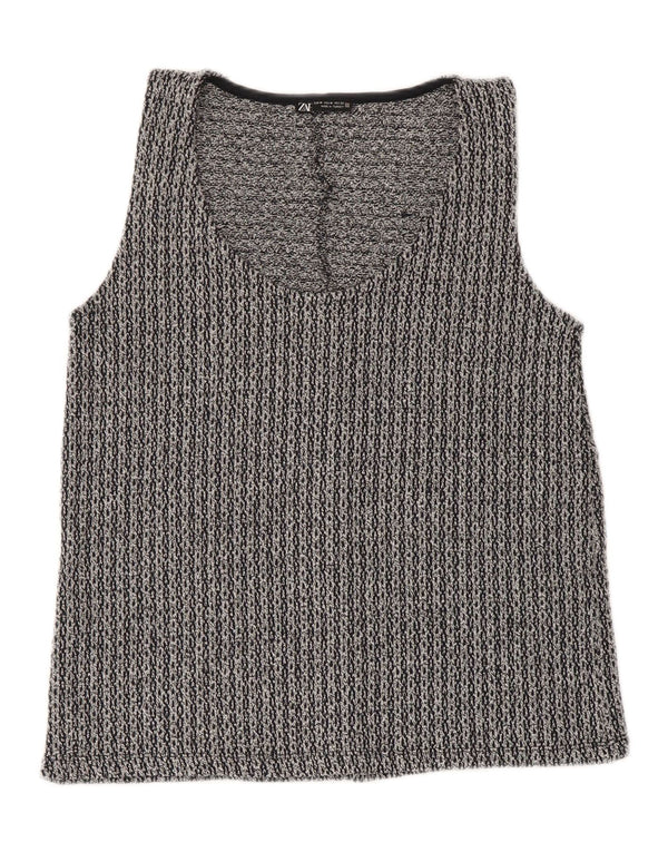Colete feminino Zara UK 12 poliéster cinza médio