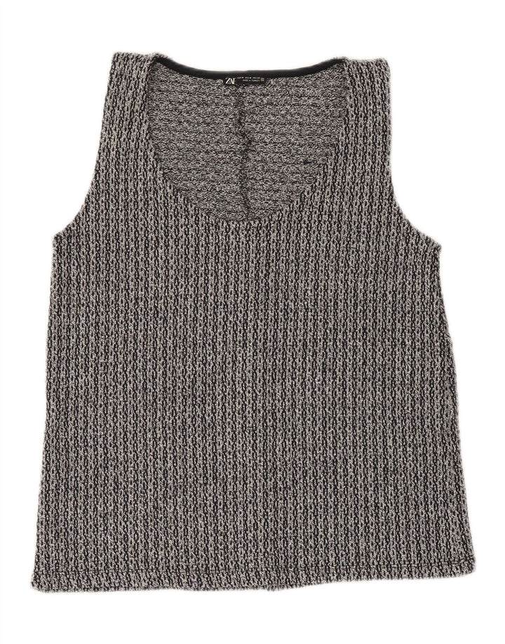 Colete feminino Zara UK 12 poliéster cinza médio