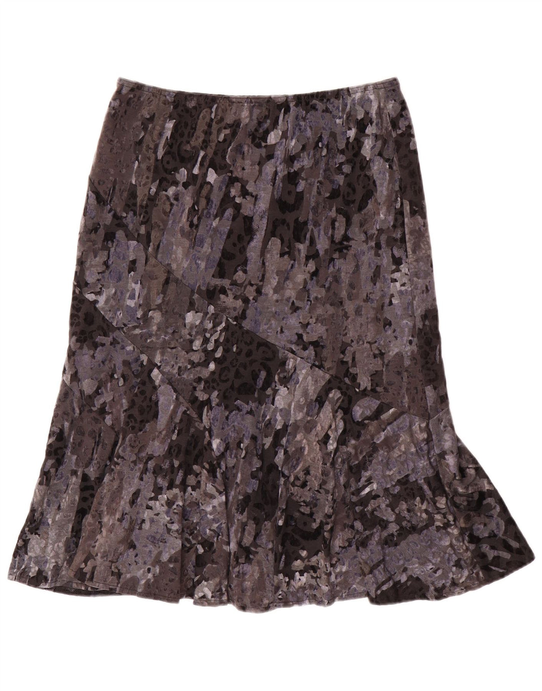 CARLA FERRONI Saia trompete feminina média W30 cinza estampa animal poliamida
