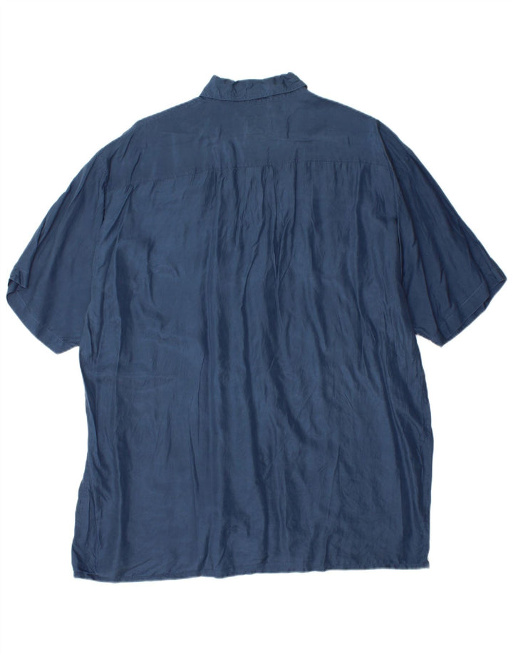 Camisa masculina de manga curta BRUGI grande seda azul marinho