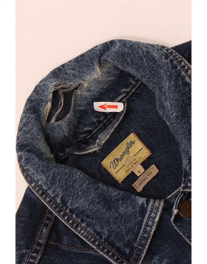 Jaqueta jeans Wrangler masculina casual ajuste Reino Unido 40 grande azul