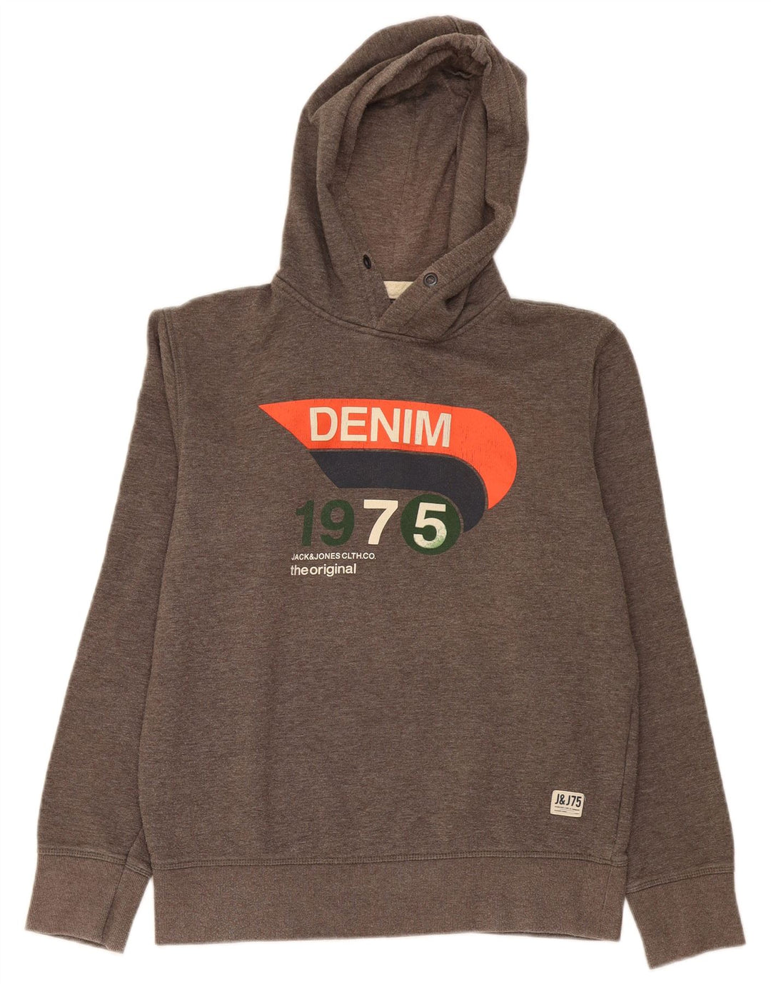 Suéter com capuz gráfico masculino Jack & Jones grande cinza