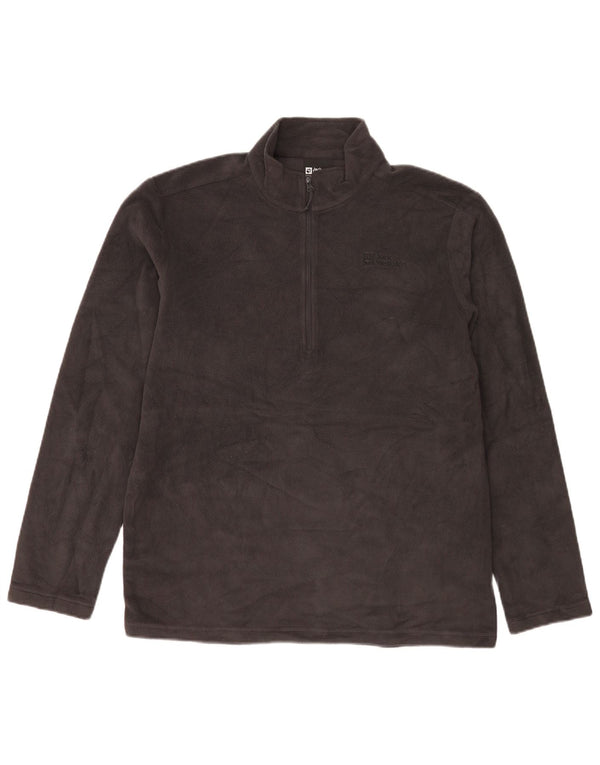 Suéter masculino de lã com zíper e gola Jack Wolfskin Reino Unido 42 grande poliéster cinza