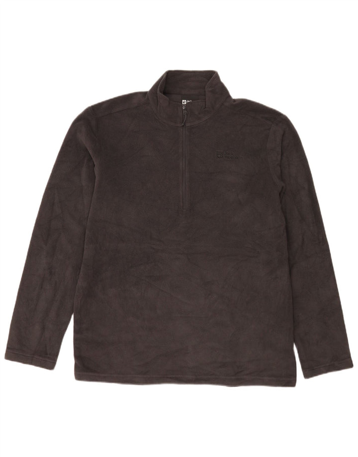 Suéter masculino de lã com zíper e gola Jack Wolfskin Reino Unido 42 grande poliéster cinza