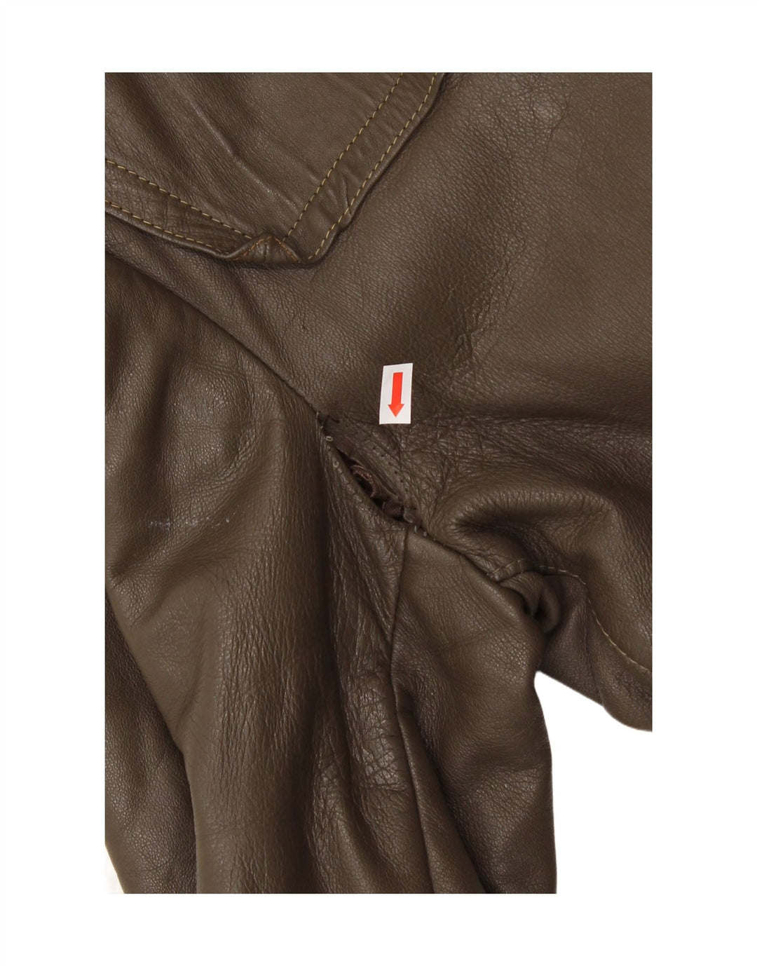 VINTAGE Womens Leather Coat IT 48 XL Khaki Leather Vintage Vintage and Second-Hand Vintage from Messina Hembry 