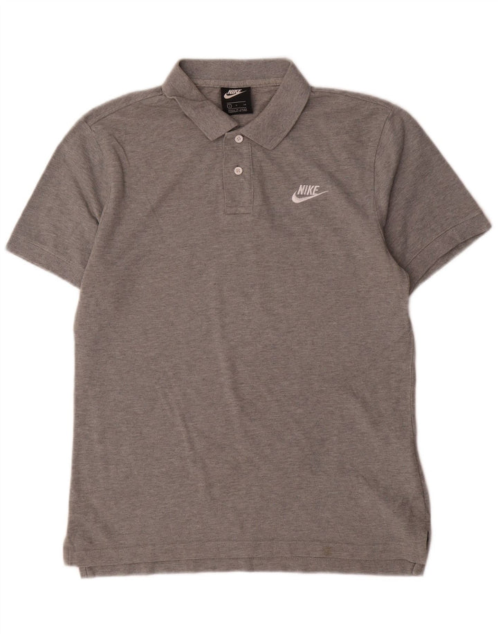 Camisa polo masculina Nike de manga curta regular fit pequena cinza algodão