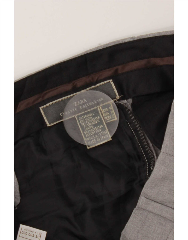 Calça masculina Zara Straight Suit EU 40 Médio W31 L31 Lã Cinza