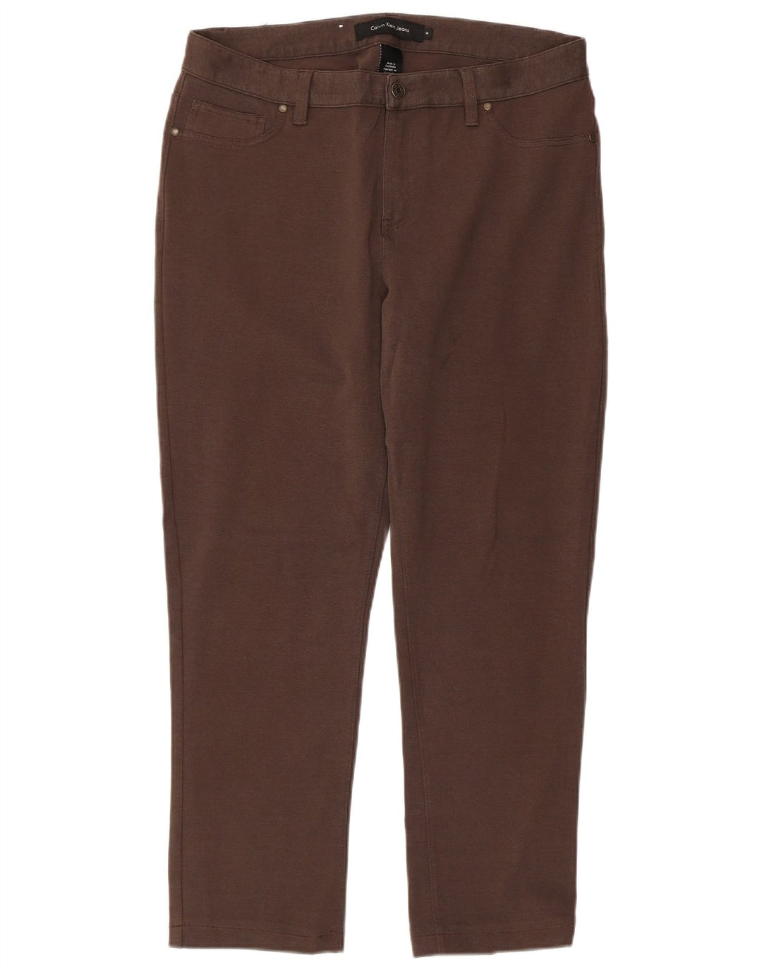 CALVIN KLEIN Calça feminina casual reta US 14 XL W36 L27 algodão marrom