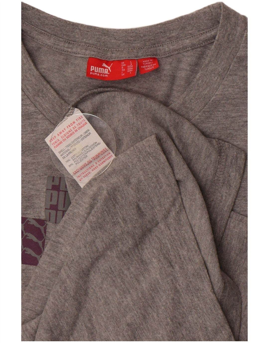 Camiseta masculina Puma Graphic Top grande algodão manchado cinza