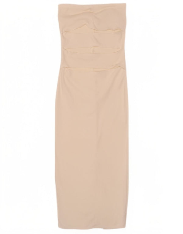 Vestido feminino sem alças Zara Reino Unido 14 viscose branca média