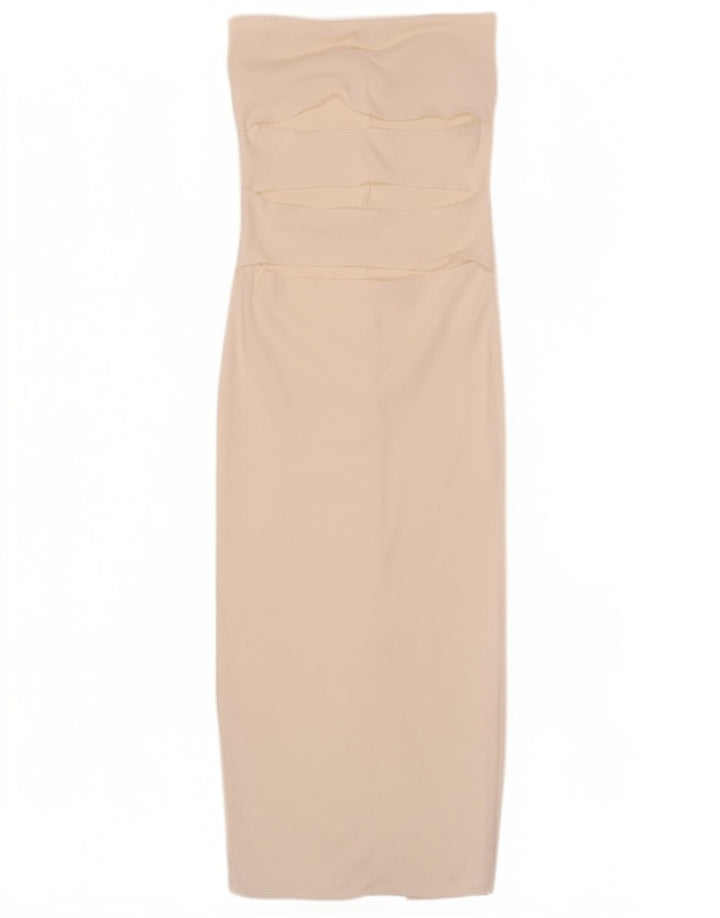 Vestido feminino sem alças Zara Reino Unido 14 viscose branca média