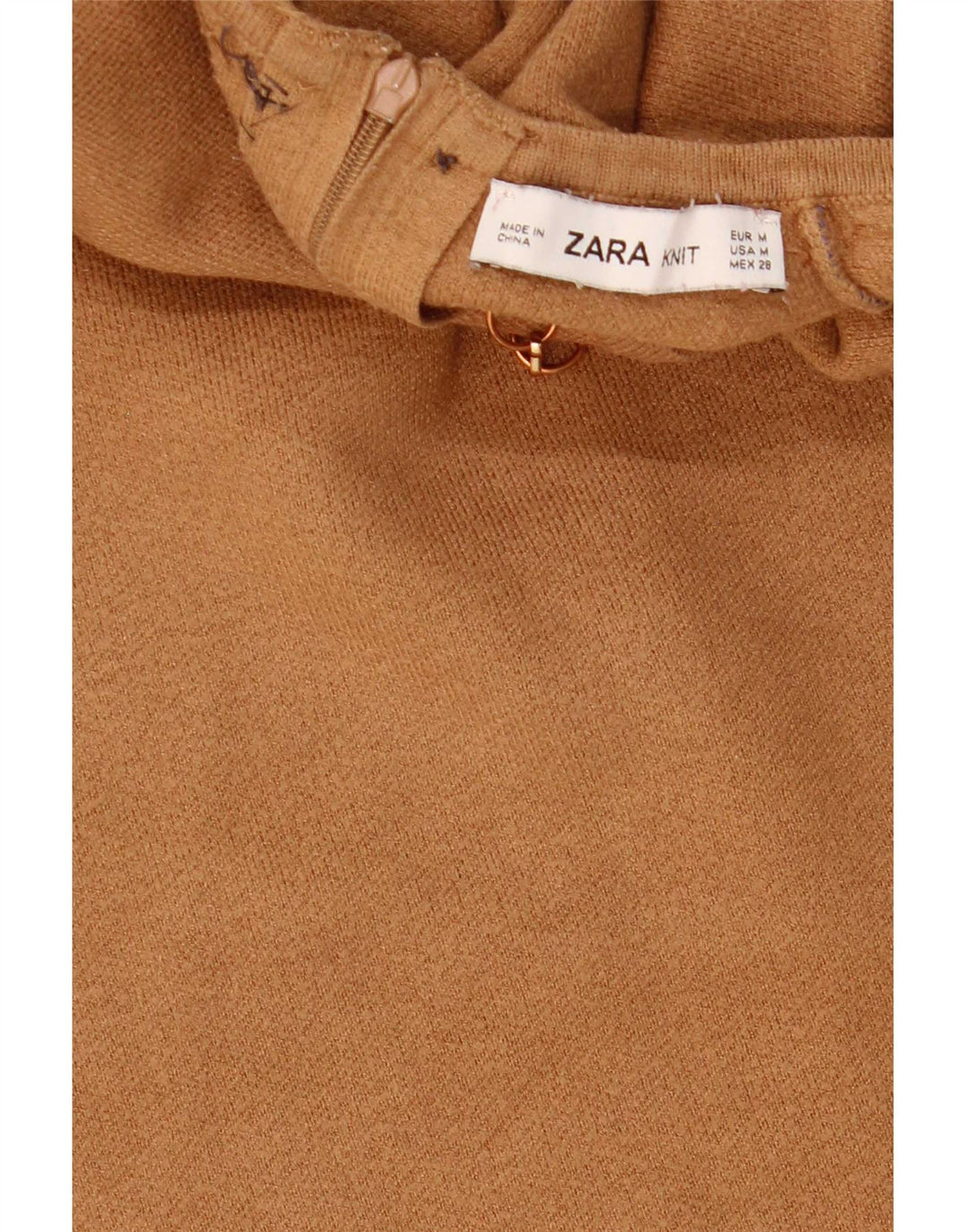 Zara Womens Short Sleeve Crop Top Reino Unido 12 Médio Marrom