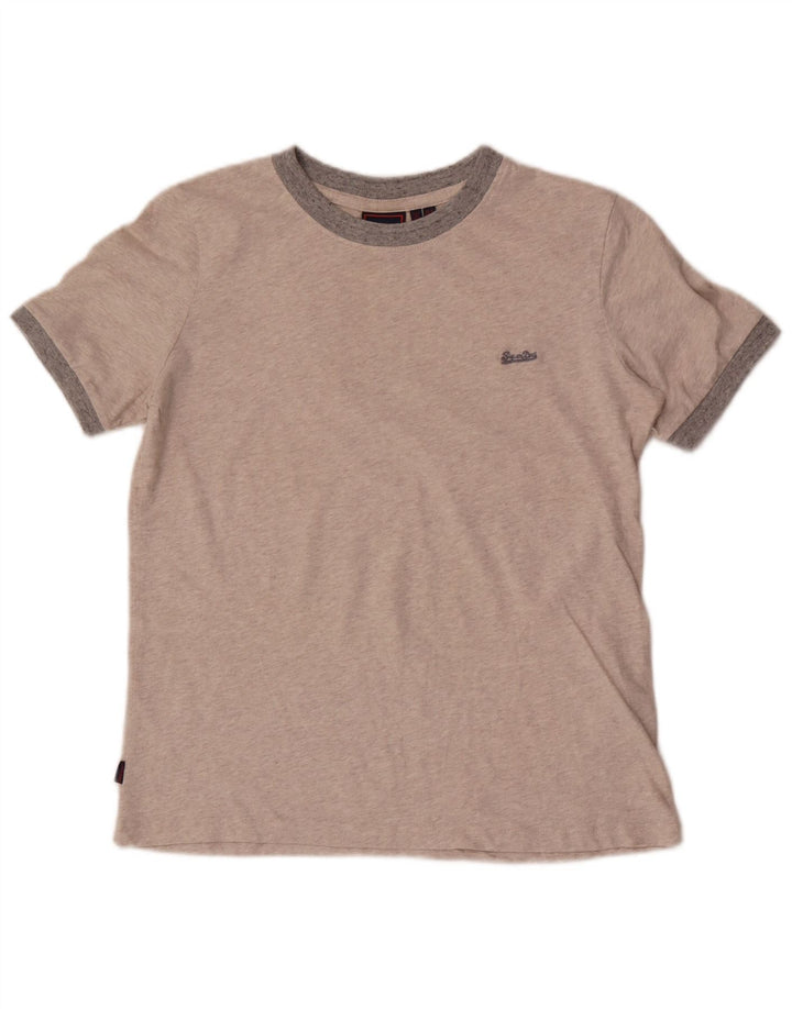 Camiseta feminina Superdry UK 8 pequeno algodão cinza