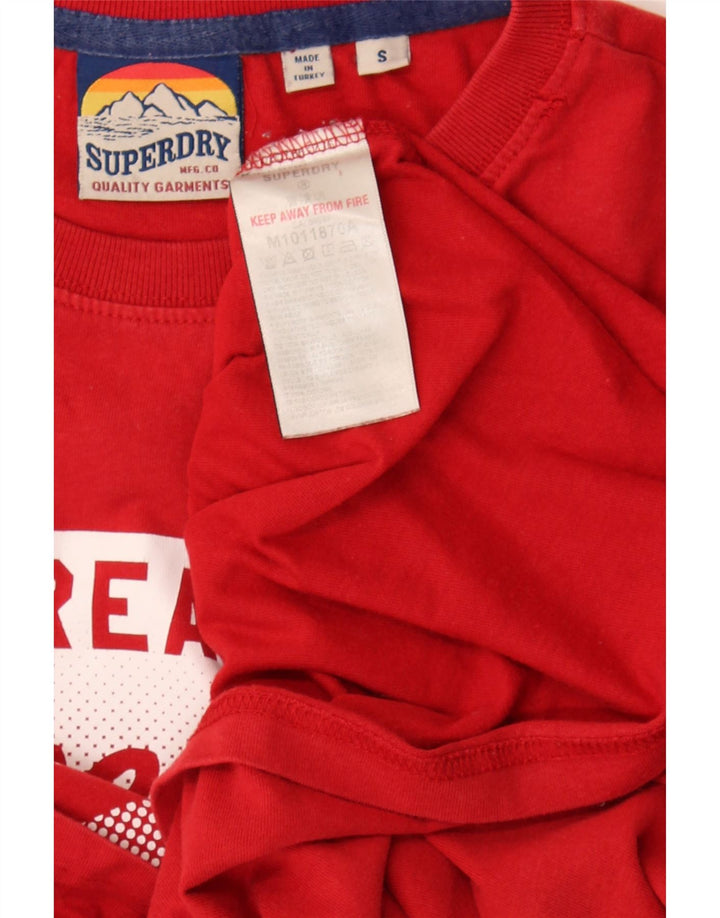 Camiseta masculina Superdry com estampa gráfica pequena de algodão vermelho