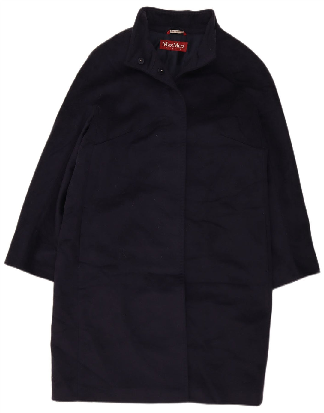 Sobretudo feminino Max Mara Reino Unido 16 grande lã virgem azul marinho