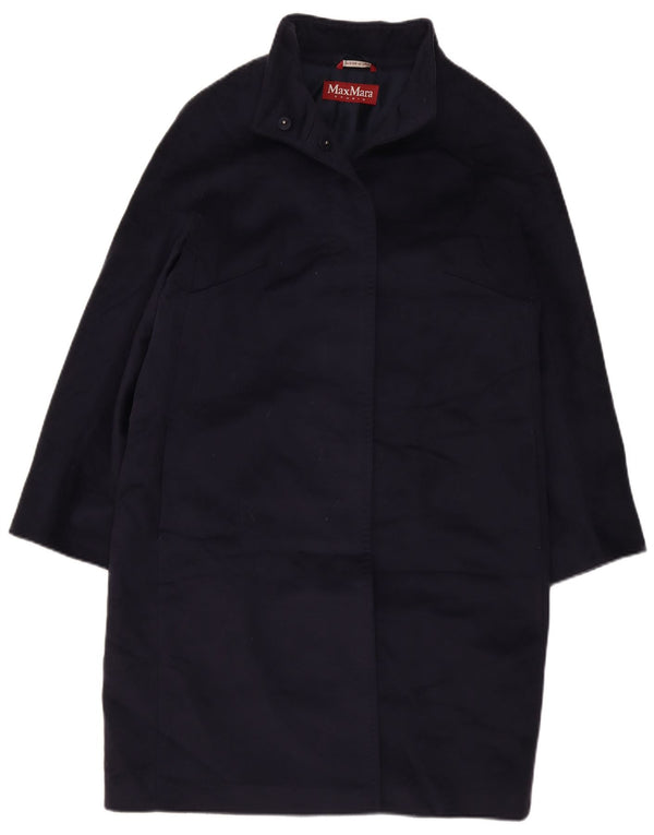 Sobretudo feminino Max Mara Reino Unido 16 grande lã virgem azul marinho