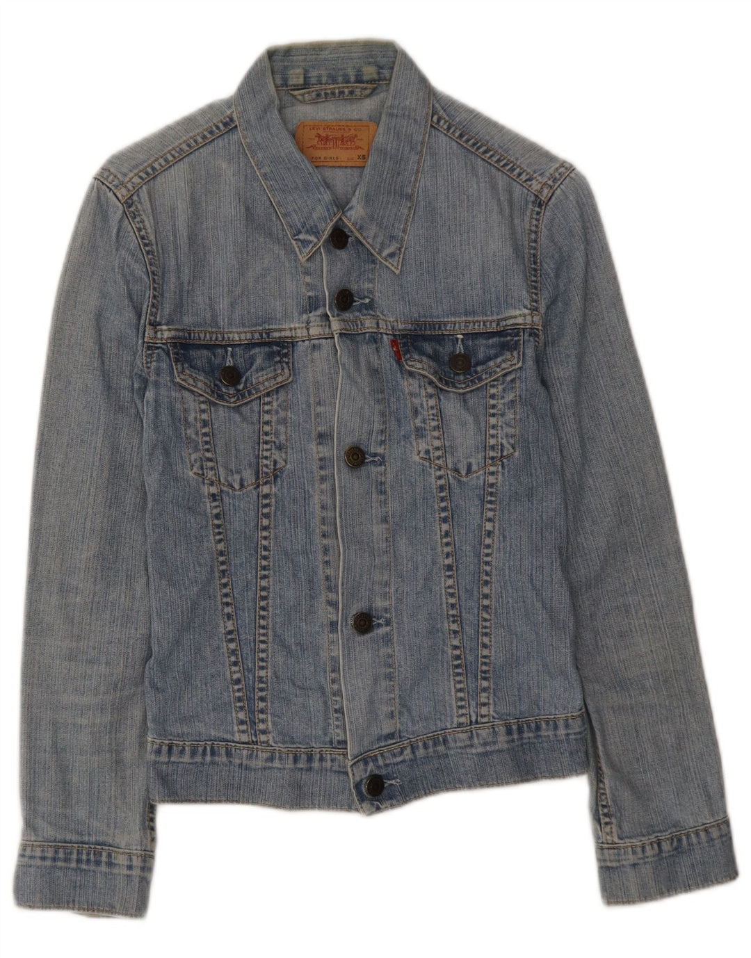 Jaqueta jeans feminina Levi's 7-8 anos XS azul algodão