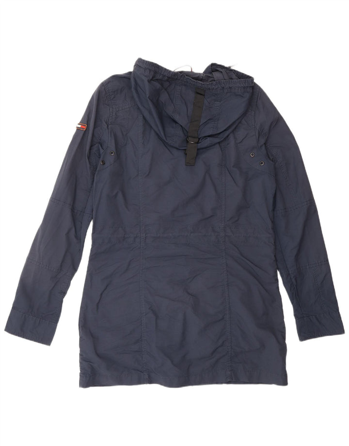 Jaqueta parka feminina com capuz grande TOMMY HILFIGER Reino Unido 10 pequena azul marinho