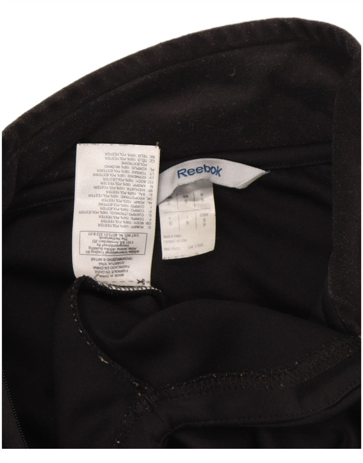 REEBOK Mens Graphic Zip Neck Pulôver Treino Top Pequeno Poliéster Preto