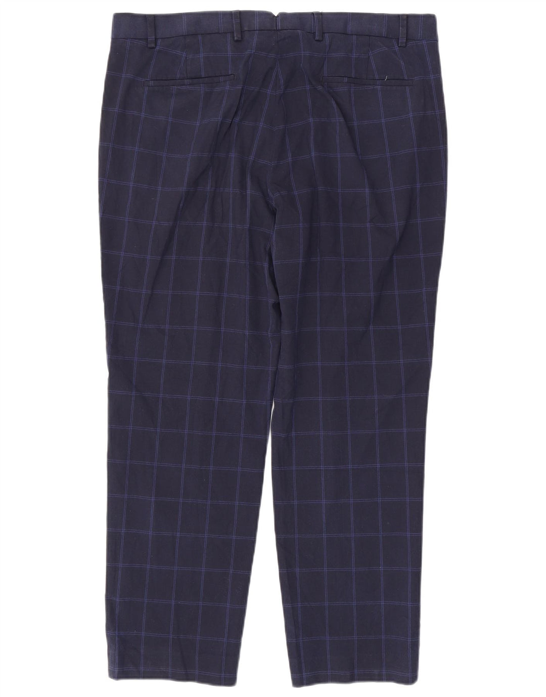 Calça masculina de ajuste regular Marks & Spencer W38 L29 azul marinho xadrez