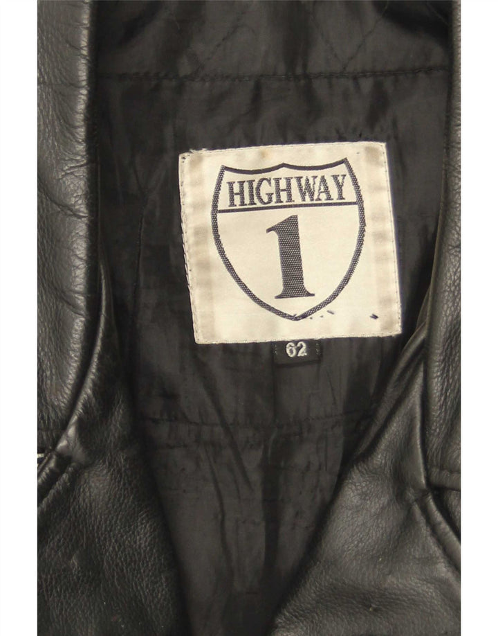Couro preto do tamanho 62 4XL do revestimento do motociclista dos homens da estrada 1