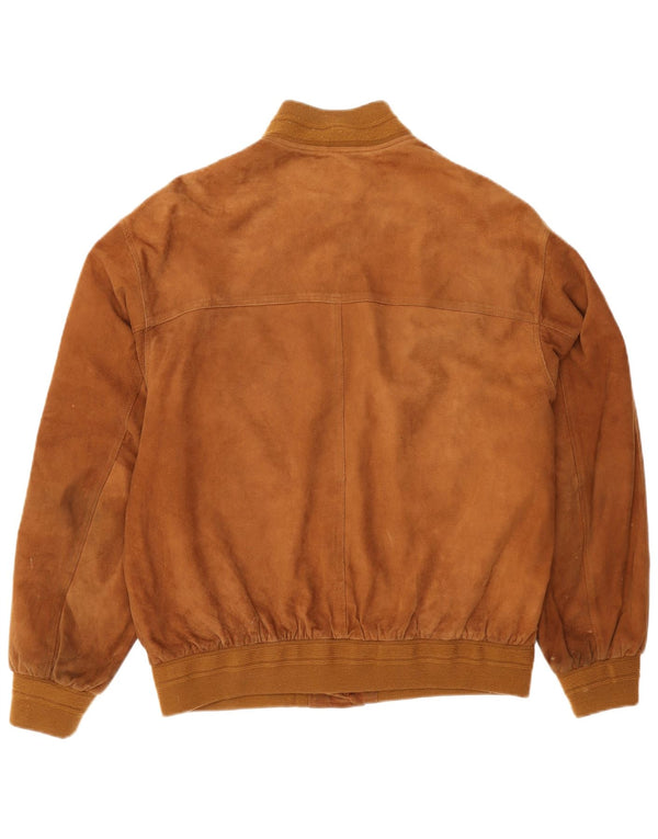 Jaqueta bomber masculina vintage de camurça IT 56 3XL couro marrom