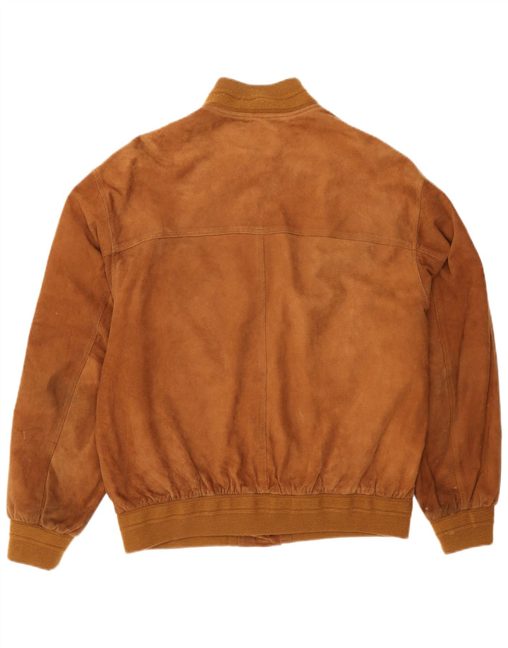 Jaqueta bomber masculina vintage de camurça IT 56 3XL couro marrom