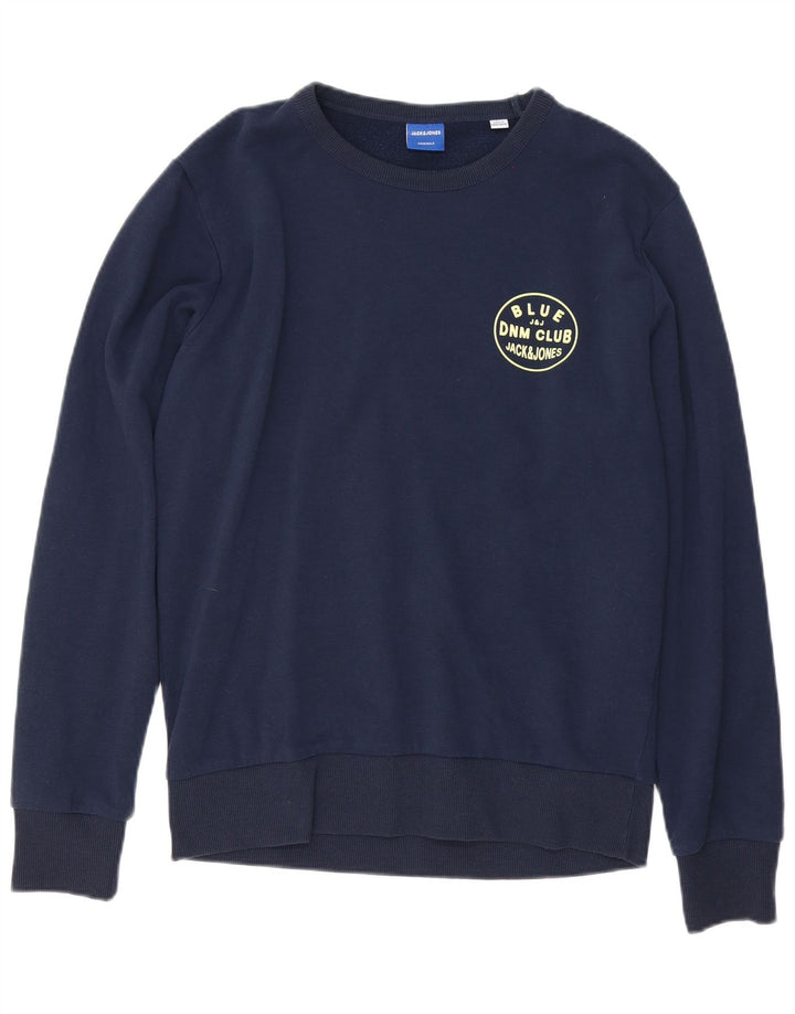 JACK & JONES moletom masculino jumper pequeno algodão azul marinho