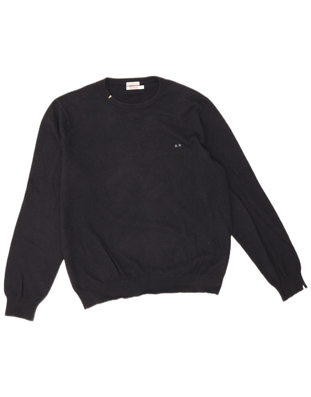 Suéter masculino Sun68 com gola redonda, grande algodão preto