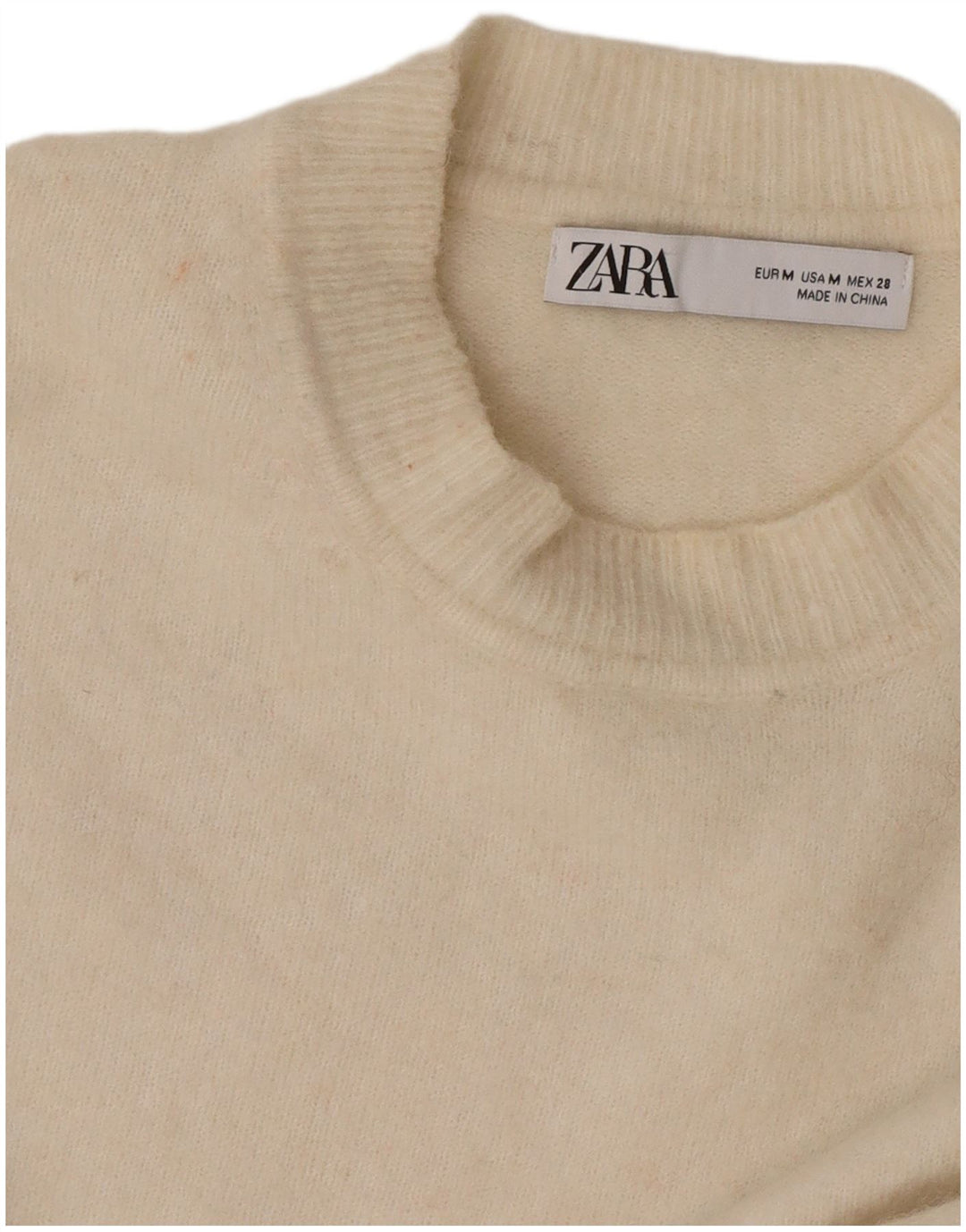 Zara Suéter feminino oversized com gola redonda Reino Unido 14 Médio Off White
