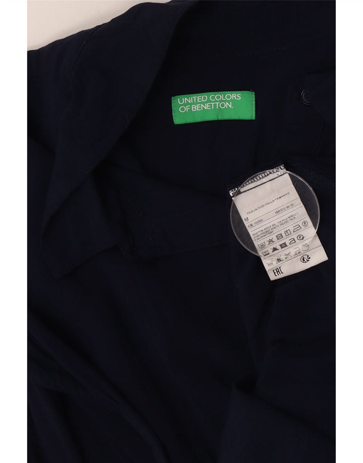 Camisa feminina oversized de manga curta BENETTON Reino Unido 14 médio azul marinho
