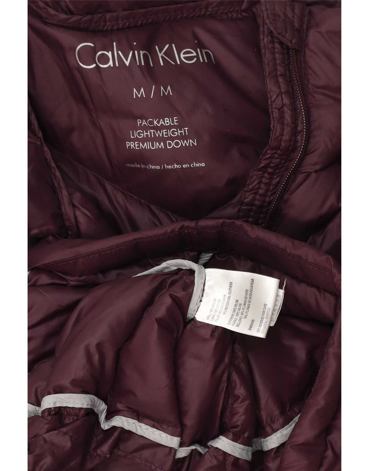 Casaco acolchoado feminino Calvin Klein Reino Unido 14 médio Borgonha Nylon