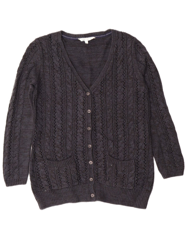 Suéter cardigã feminino Fat Face Reino Unido 14 grande caxemira azul marinho clássico