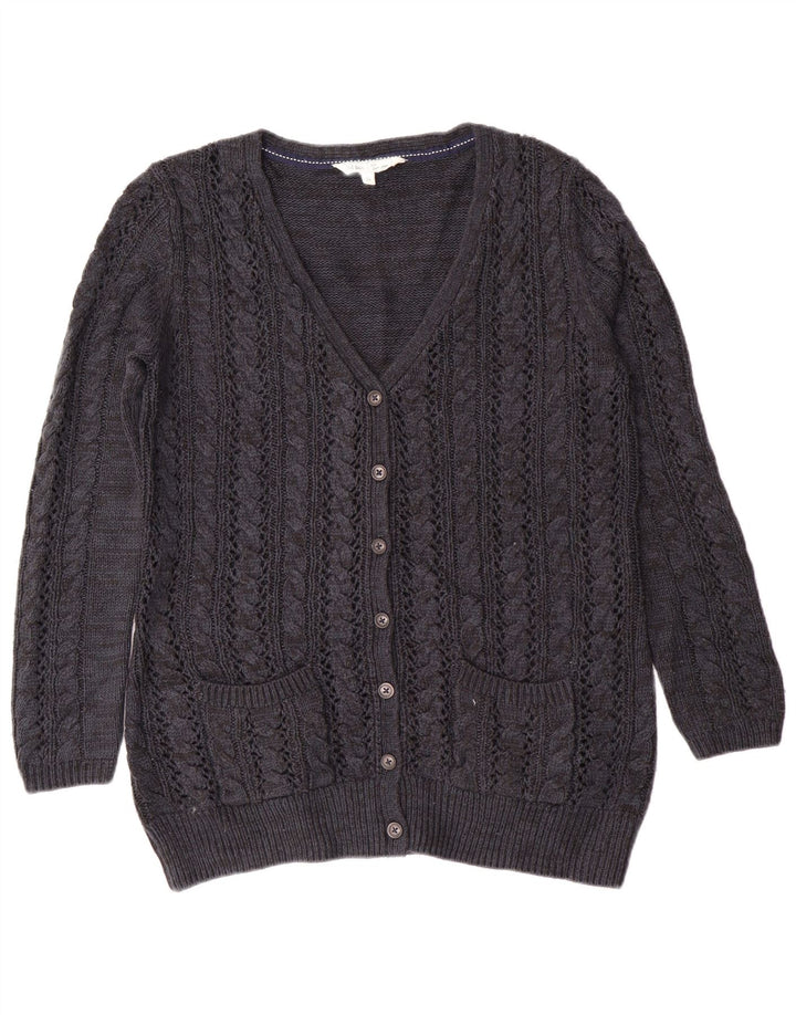 Suéter cardigã feminino Fat Face Reino Unido 14 grande caxemira azul marinho clássico