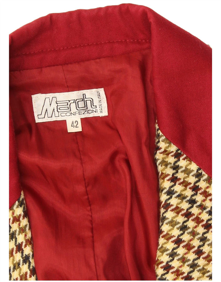 Jaqueta blazer feminina vintage com 2 botões IT 42 Houndstooth bege médio
