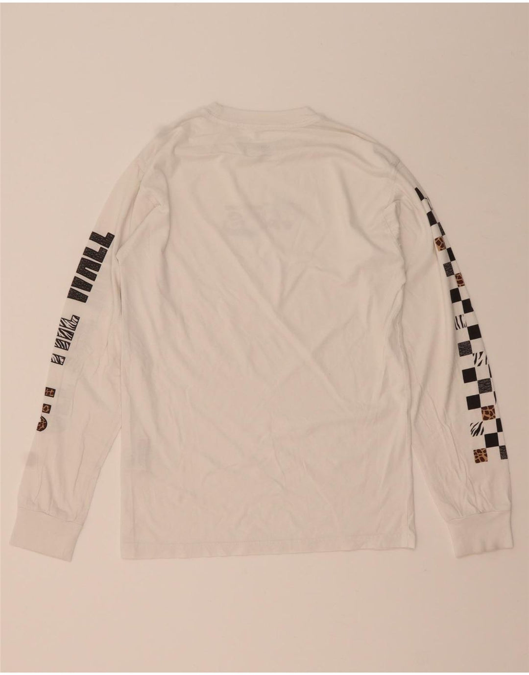 VANS Masculino Classic Fit Graphic Top Manga Longa Pequeno Algodão Branco
