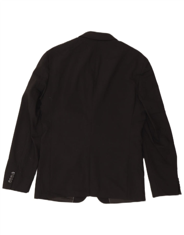 CALVIN KLEIN Jaqueta blazer masculina de 2 botões IT 48 lã preta média